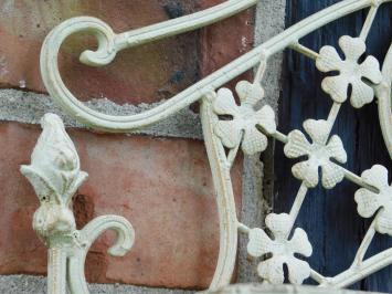 Vintage Wall Rack with Hooks - Old White - Wrought Iron