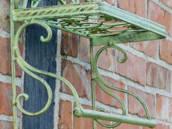 Vintage Wall Rack with Hooks - Old Green - Wrought Iron