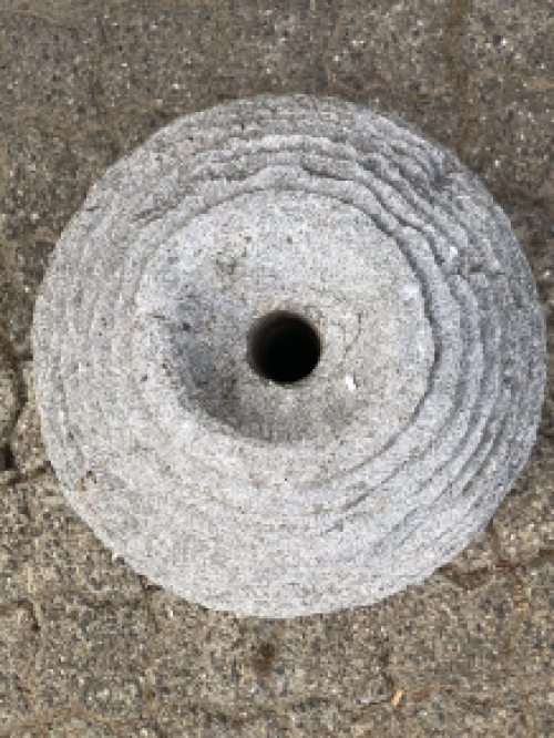 Granite ball as watercourse, ornament, standing, pond ornament, water step.