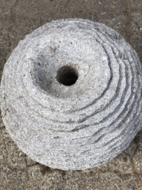 Granite ball as watercourse, ornament, standing, pond ornament, water step.