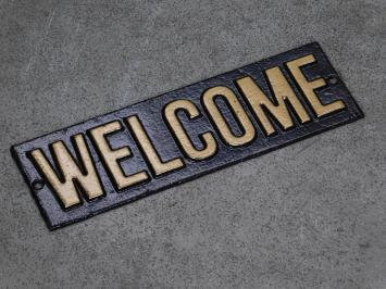 Welcome sign - Cast iron - Black Gold - Wall sign - Door sign
