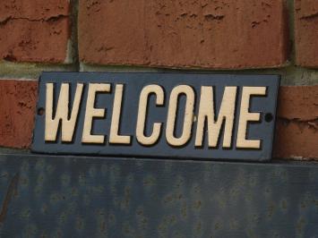 Welcome sign - Cast iron - Black Gold - Wall sign - Door sign