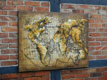 Wall ornament World map in 3D - Metal - 120x80 cm