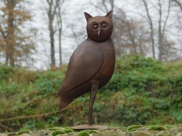 Statue owl - wise owl - metal in cast iron look, raw hand built