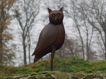 Statue owl - wise owl - metal in cast iron look, raw hand built