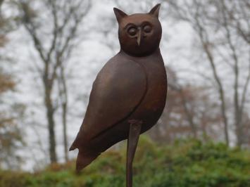 Statue owl - wise owl - metal in cast iron look, raw hand built