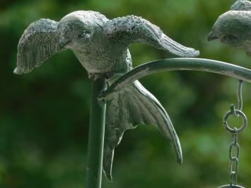 Metalen Windlicht met Standaard en 2 Vogels – 70 cm - Vintage Lantaarn