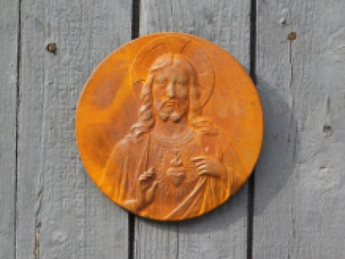 Wandteller Jesus - Gusseisen - Rostfarbe