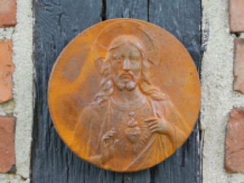 Wall plate Jesus - cast iron - rust colour