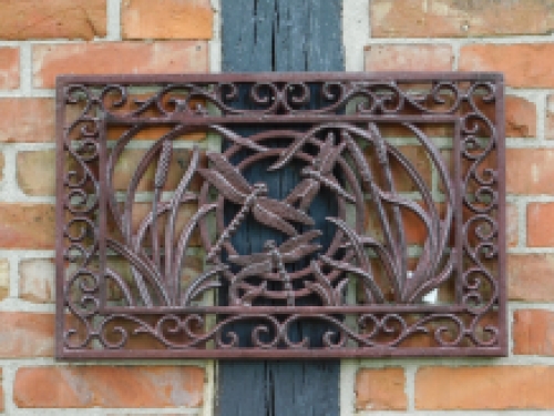 Wall ornament / doormat with dragonflies - cast iron