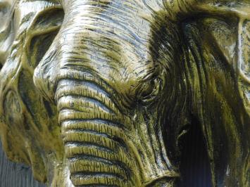 Wandornament Elefant - Gold mit Schwarz - Polystone
