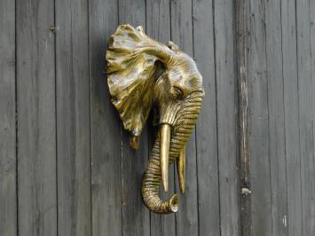 Wandornament Elefant - Gold mit Schwarz - Polystone