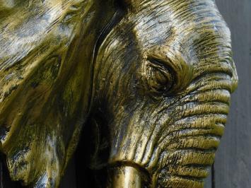 Wandornament Elefant - Gold mit Schwarz - Polystone