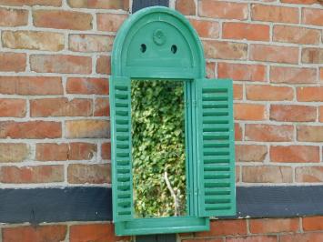 Mirror with wooden frame and doors - vintage green