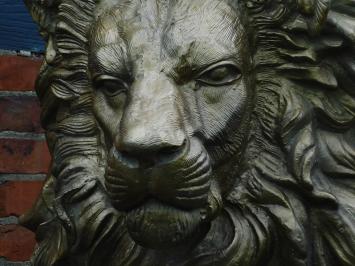 Unikat: Großer Löwenkopf auf Ständer - 120 cm - Metall