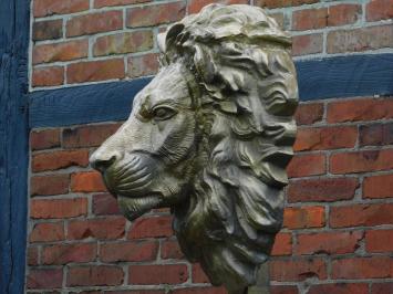 Unikat: Großer Löwenkopf auf Ständer - 120 cm - Metall