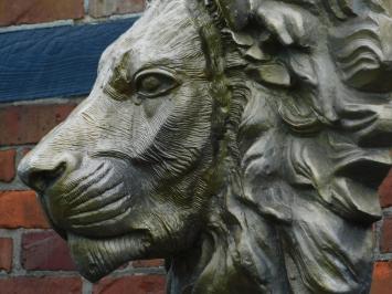 One-off: Large Lion's Head on Stand - 120 cm - Metal