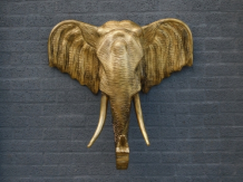 Elefantenkopf-Wandornament XXL - 105 cm - Gold/Schwarz - Polystone