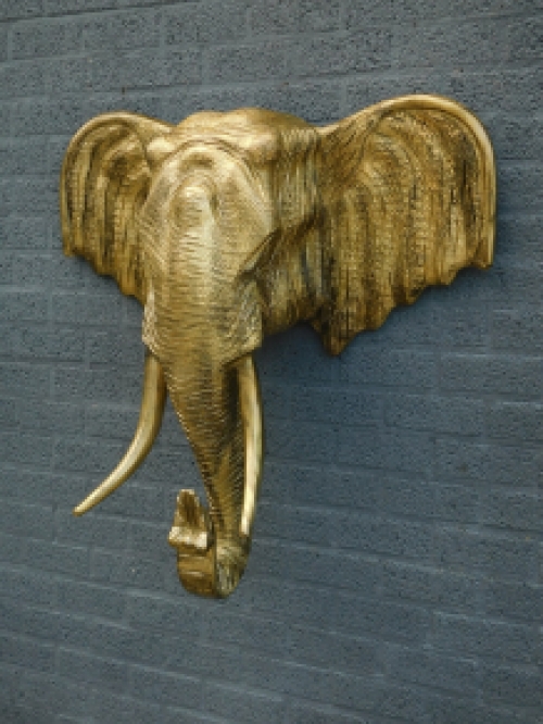 Elefantenkopf-Wandornament XXL - 105 cm - Gold/Schwarz - Polystone