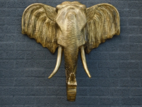 Elefantenkopf-Wandornament XXL - 105 cm - Gold/Schwarz - Polystone