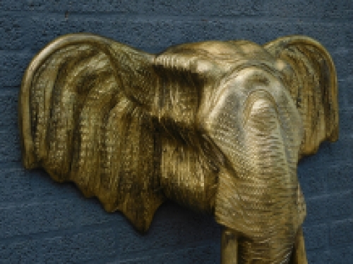 Large wall ornament of an elephant, gold-black look, very large and sturdy!