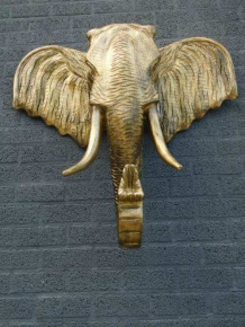 Elefantenkopf-Wandornament XXL - 105 cm - Gold/Schwarz - Polystone
