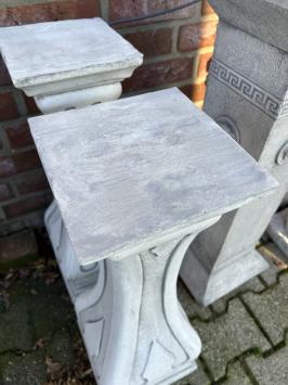 Ornate Pedestal - Narrow Design - 70 cm - Solid Stone